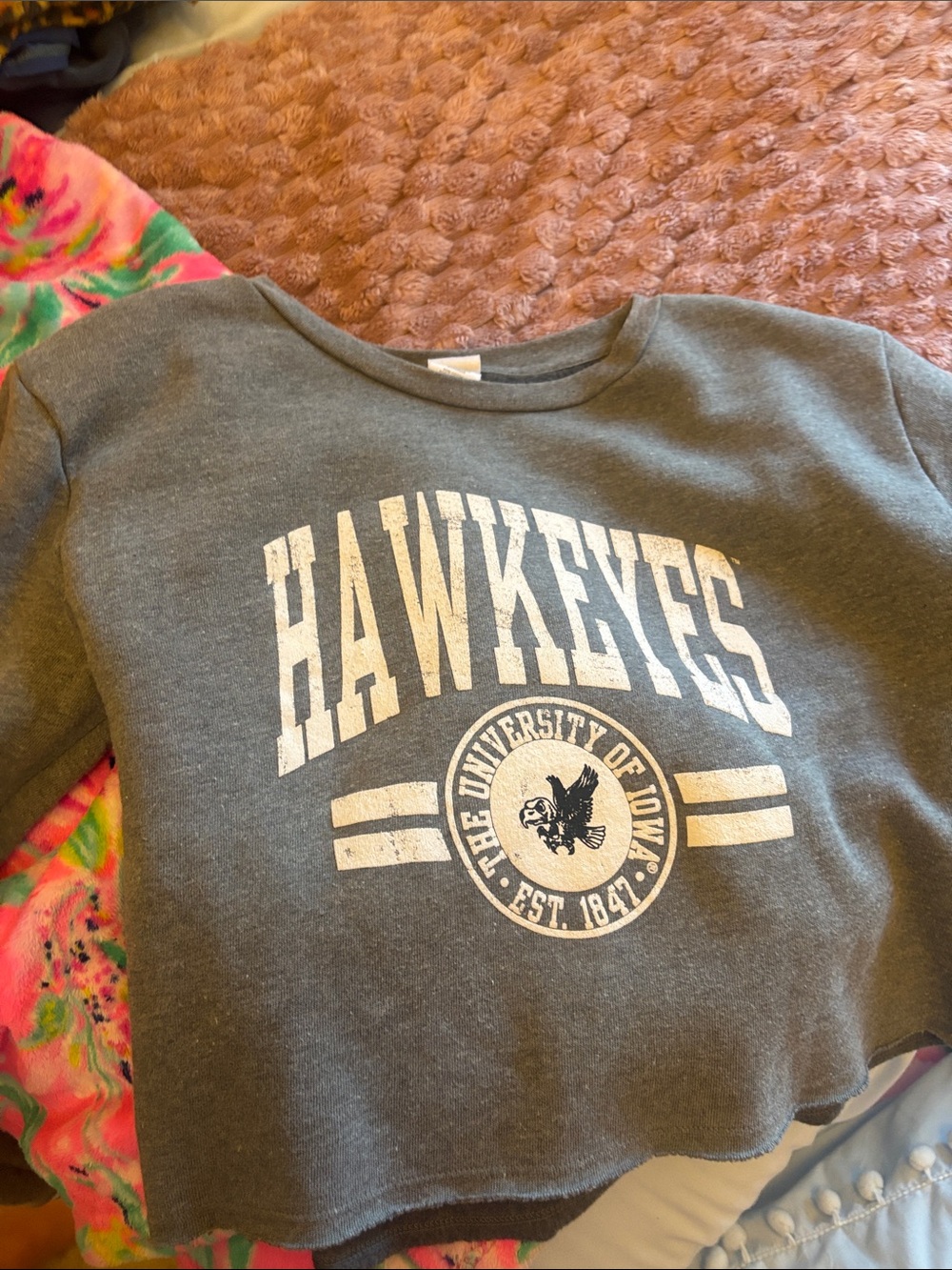 Blue 84 Gray Hawkeyes Crewneck Sweatshirt